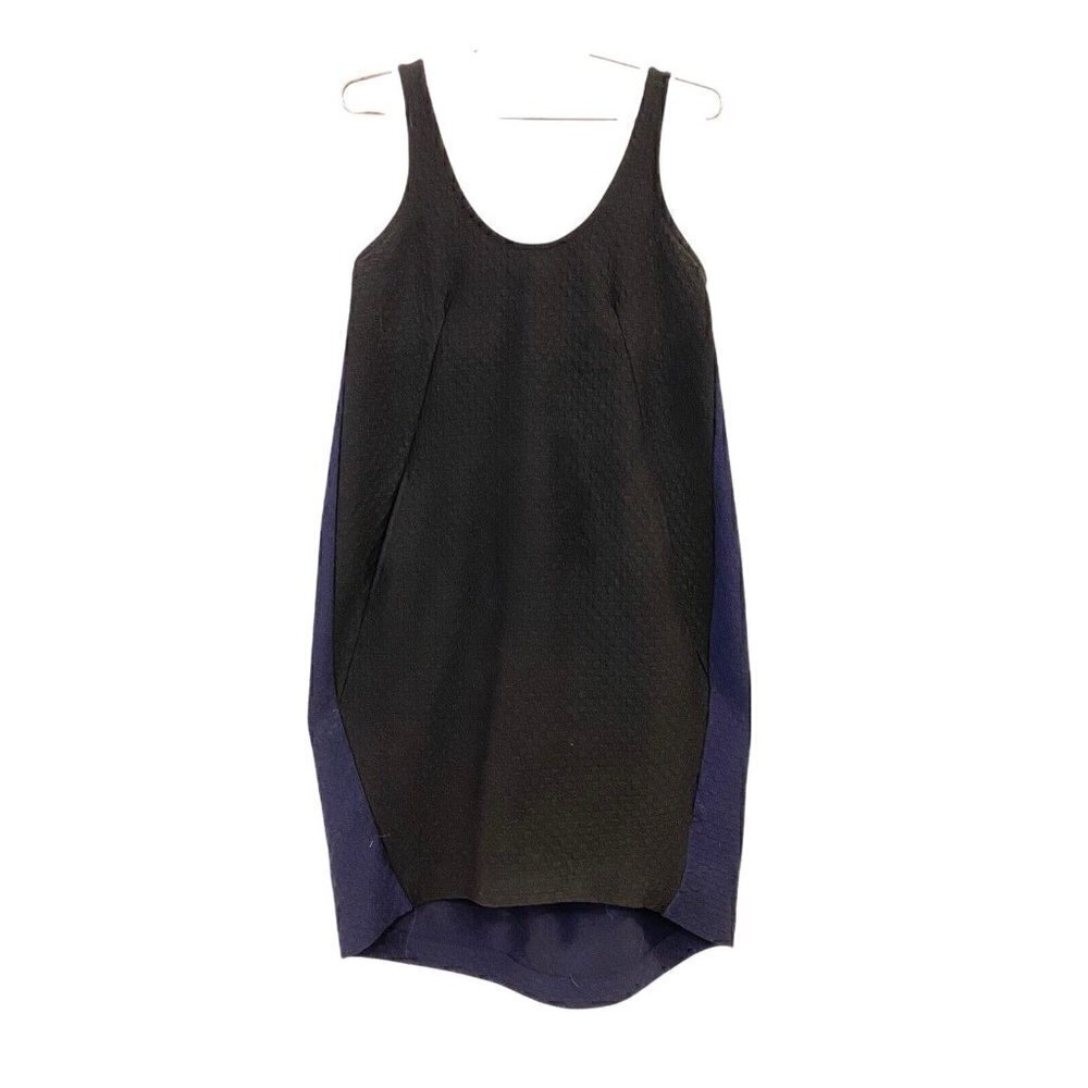 Anthropologie Maeve Blue Black Sidelong Seared Dress Women's Size Small